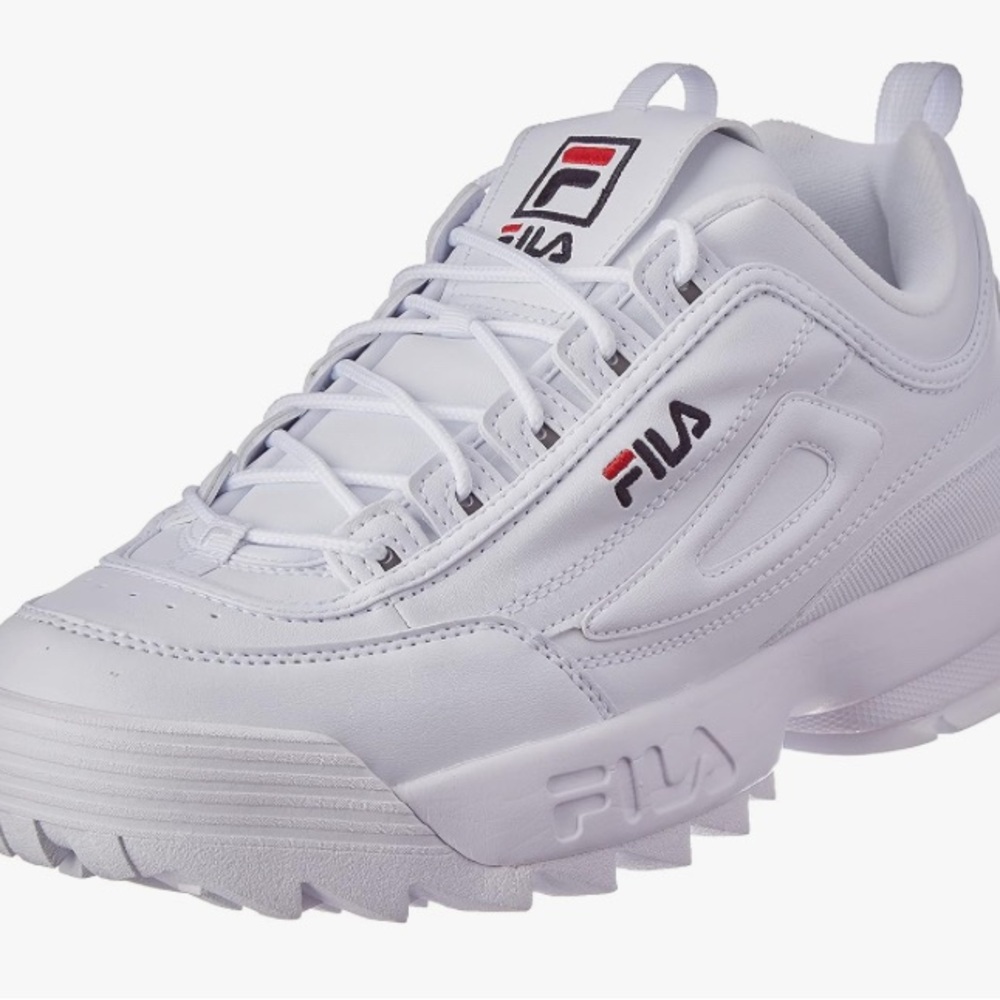Fila White Chunky Sneakers with Textured Sole